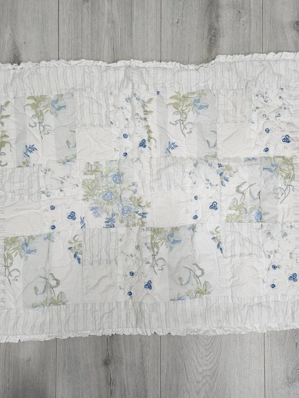 Simply Shabby Chic British Rose Blue Floral Patchwork Quilted STD Pillow Shams 2